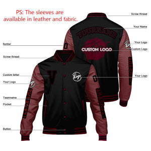 Chaquetas universitarias negras granates personalizadas para hombres & mujeres y jóvenes & Chaquetas Letterman personalizadas