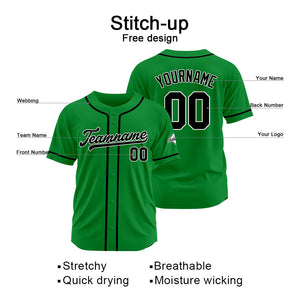 Camiseta de béisbol personalizada con diseño bordado & estilo hip hop & color verde Kelly y negro