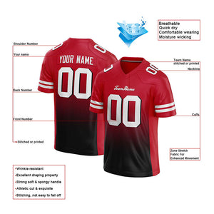 custom authentic gradient fashion football jersey red-black-white mesh