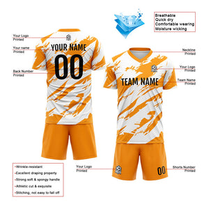 Uniforme de fútbol personalizado para niños y adultos & camiseta & conjunto personalizado & camiseta desgastada & naranja y blanca