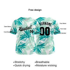 Camiseta de béisbol con dise?o personalizado estampado completo en color verde aguamarina