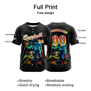 Camiseta de béisbol negra personalizada con botones para hombre mujer adulto y joven Nombre número y logotipo impresos