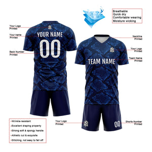 Conjunto personalizado de camiseta de uniforme azul oscuro para niños y adultos