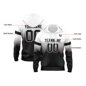Sudadera con capucha personalizada con degradado para hombre-mujer-niña o niño Estampa tu logotipo-nombre o número en blanco y negro