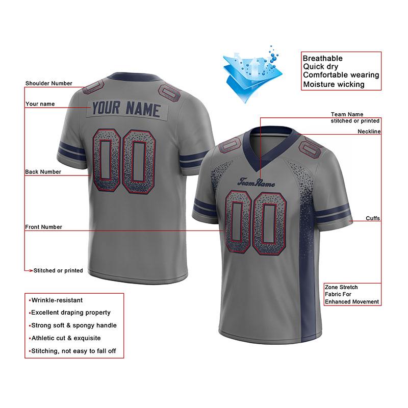 custom authentic drift fashion football jersey gray-navy mesh