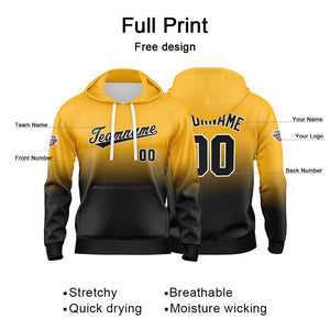 Sudadera con capucha personalizada con degradado para hombre-mujer-niña o niño Estampa tu logotipo-nombre o número en amarillo y negro