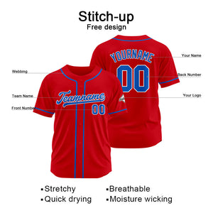 Camiseta de béisbol personalizada con diseño bordado & estilo hip hop & color rojo y azul marino