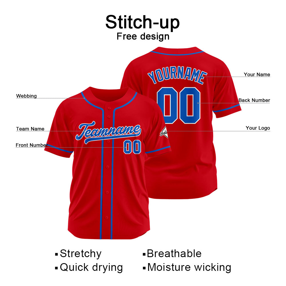 Camiseta de béisbol personalizada con diseño bordado & estilo hip hop & color rojo y azul marino