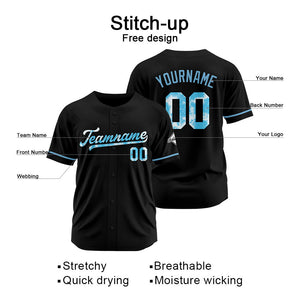 Camisetas de béisbol negras personalizadas con diseño bordado y estilo hip hop