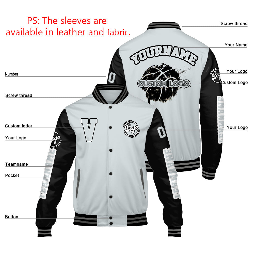 Chaquetas universitarias personalizadas en gris y negro para hombres & mujeres y jóvenes & Chaquetas Letterman personalizadas