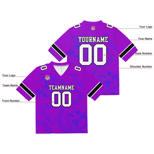 Camiseta de fútbol personalizada con nombre y número del equipo bordados y estampados-color morado brillante