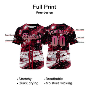 Camiseta de béisbol roja personalizada con nombre número y logotipo personalizados