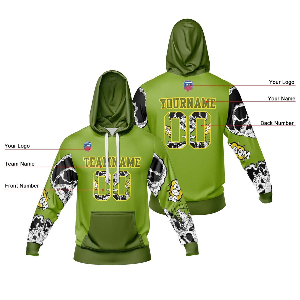 Sudadera con capucha degradada personalizada para hombre-mujer-niña o niño Imprime tu logotipo-nombre y número