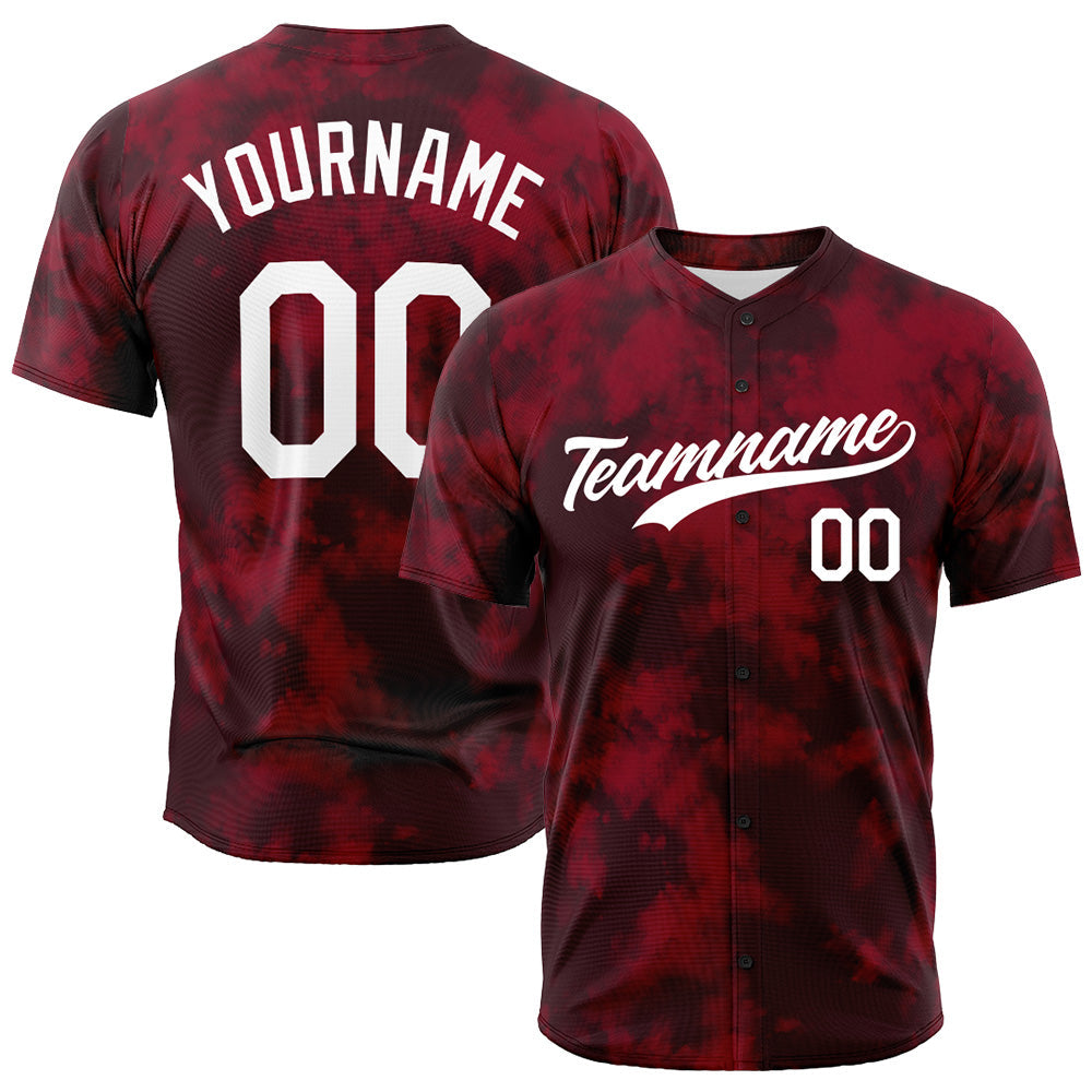 Dise?o personalizado de camiseta de béisbol con estampado integral y efecto tie-dye floculento