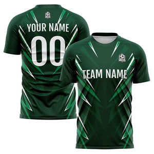 Conjunto personalizado de camiseta y jersey verde oscuro para niños y adultos