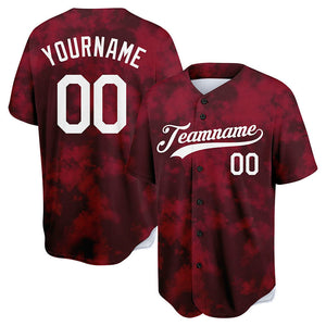 custom full print design authentic flocculent tie-dyed baseball jersey