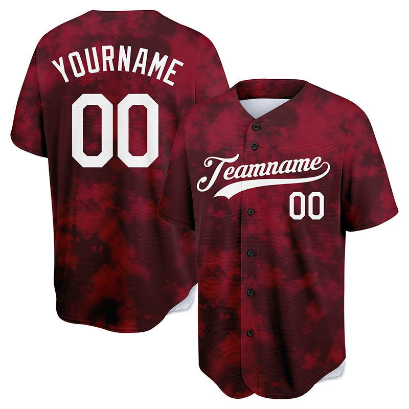 custom full print design authentic flocculent tie-dyed baseball jersey