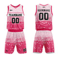 Uniforme de baloncesto rosa personalizado con tu logotipo-nombre y número impresos