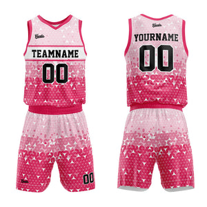 Uniforme de baloncesto rosa personalizado con tu logotipo-nombre y número impresos