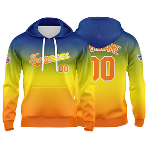 Sudadera con capucha personalizada con degradado para hombre-mujer-niña o niño Estampa tu logotipo-nombre o número en amarillo y naranja
