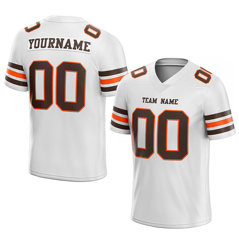 customized authentic football jersey brown white-orange mesh