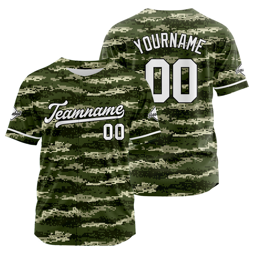 Camiseta de béisbol con dise?o personalizado de camuflaje con estampado completo