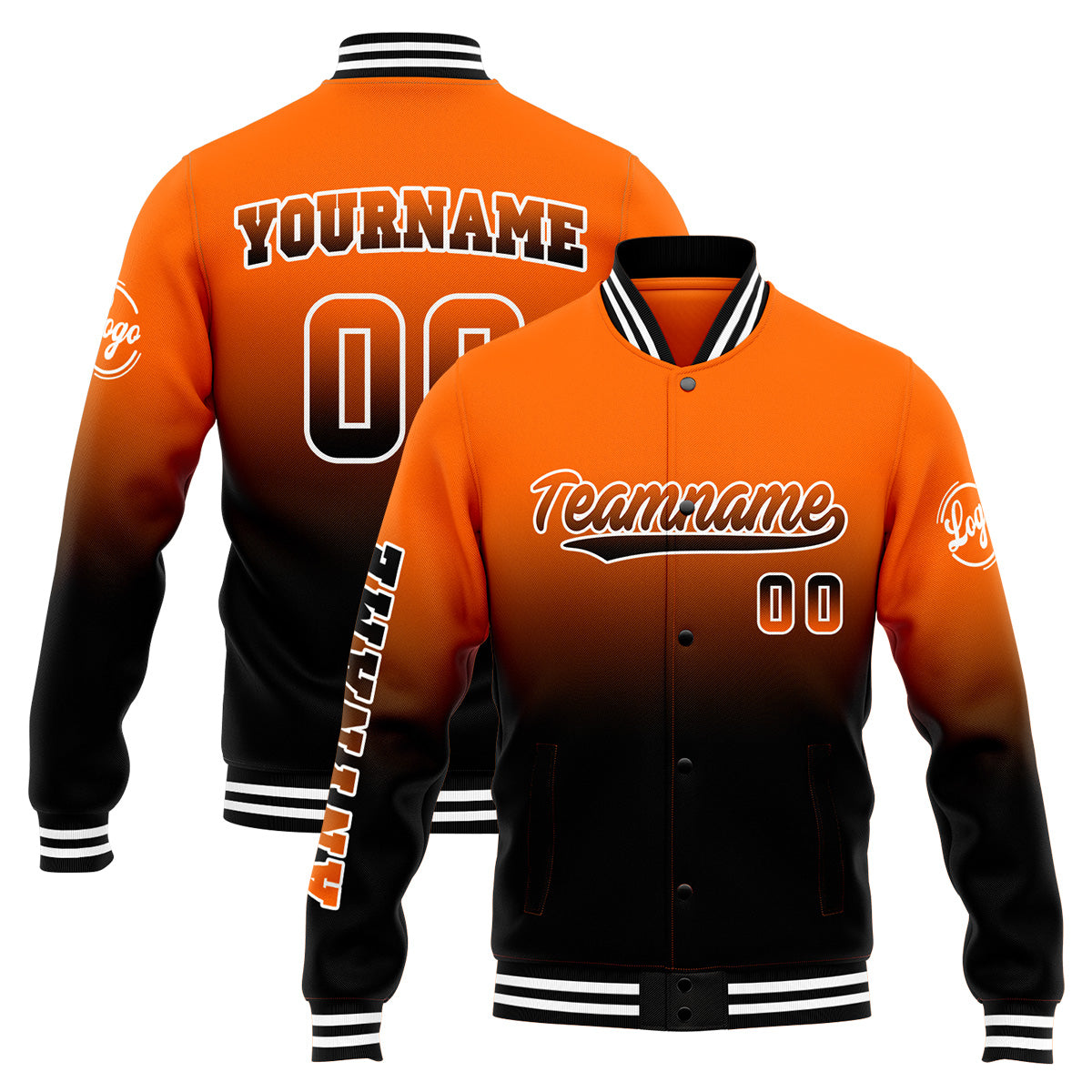 Chaqueta universitaria personalizada estilo Letterman para hombres-mujeres y jóvenes-color naranja y negro