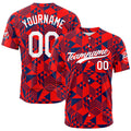 Camiseta de béisbol roja con dise?o personalizado estampado a todo color