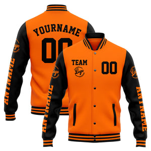 Chaqueta universitaria personalizada estilo Letterman para hombres-mujeres y jóvenes-color naranja y negro