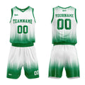 Uniforme de baloncesto personalizado blanco y verde con tu logotipo-nombre y número impresos