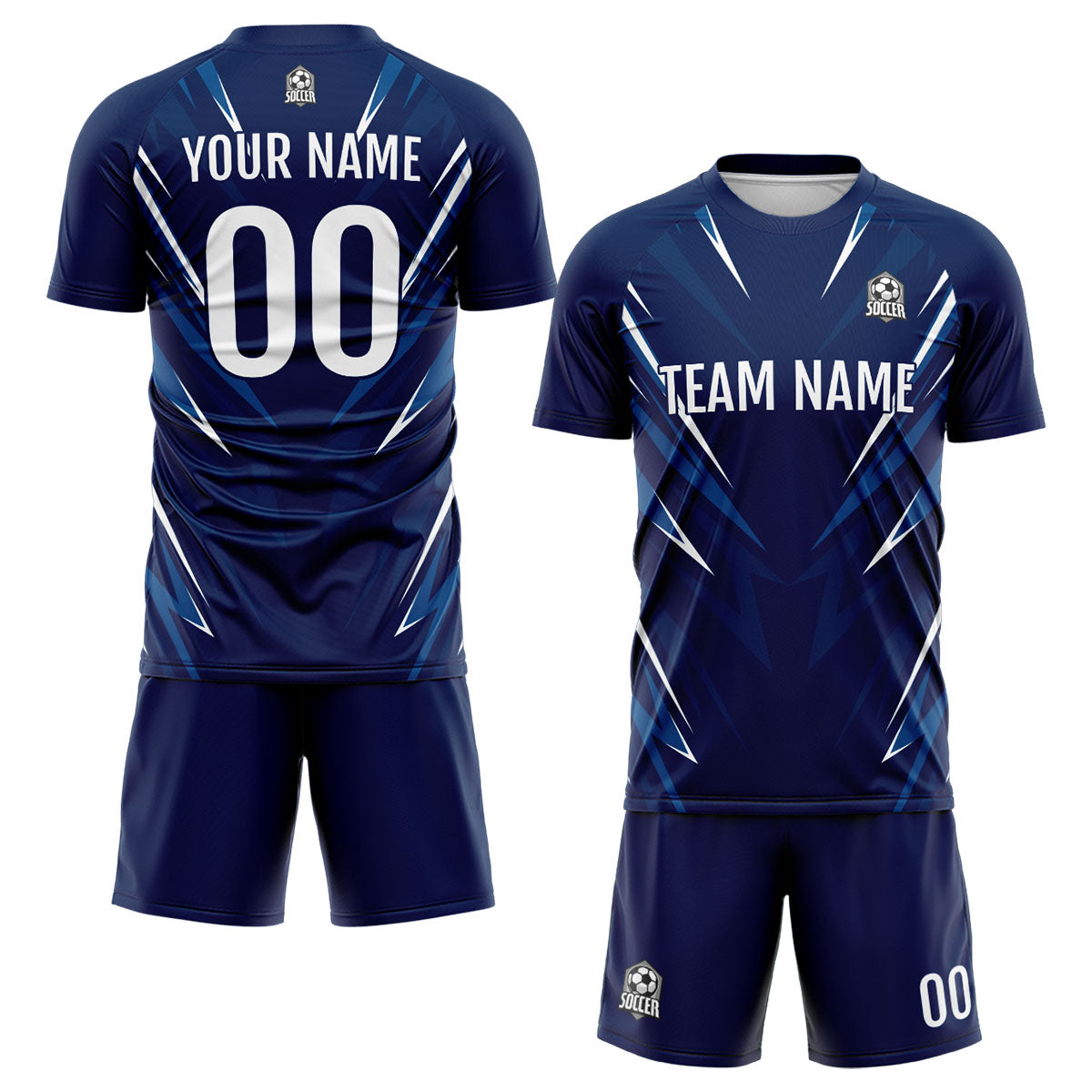 Conjunto personalizado de camiseta de uniforme azul oscuro para niños y adultos