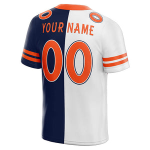 custom authentic split fashion football jersey orange-white-navy mesh