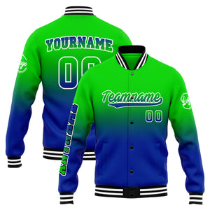 Chaqueta universitaria personalizada estilo Letterman para hombres-mujeres y jóvenes-color verde y azul