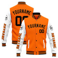Chaqueta universitaria personalizada estilo Letterman para hombres-mujeres y jóvenes-color naranja y blanco
