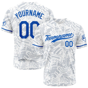 Camiseta de béisbol con dise?o personalizado estampado completo color blanco y azul