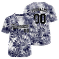 Camiseta de béisbol con dise?o personalizado estampado completo color morado y gris