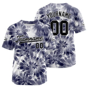 Camiseta de béisbol con dise?o personalizado estampado completo color morado y gris