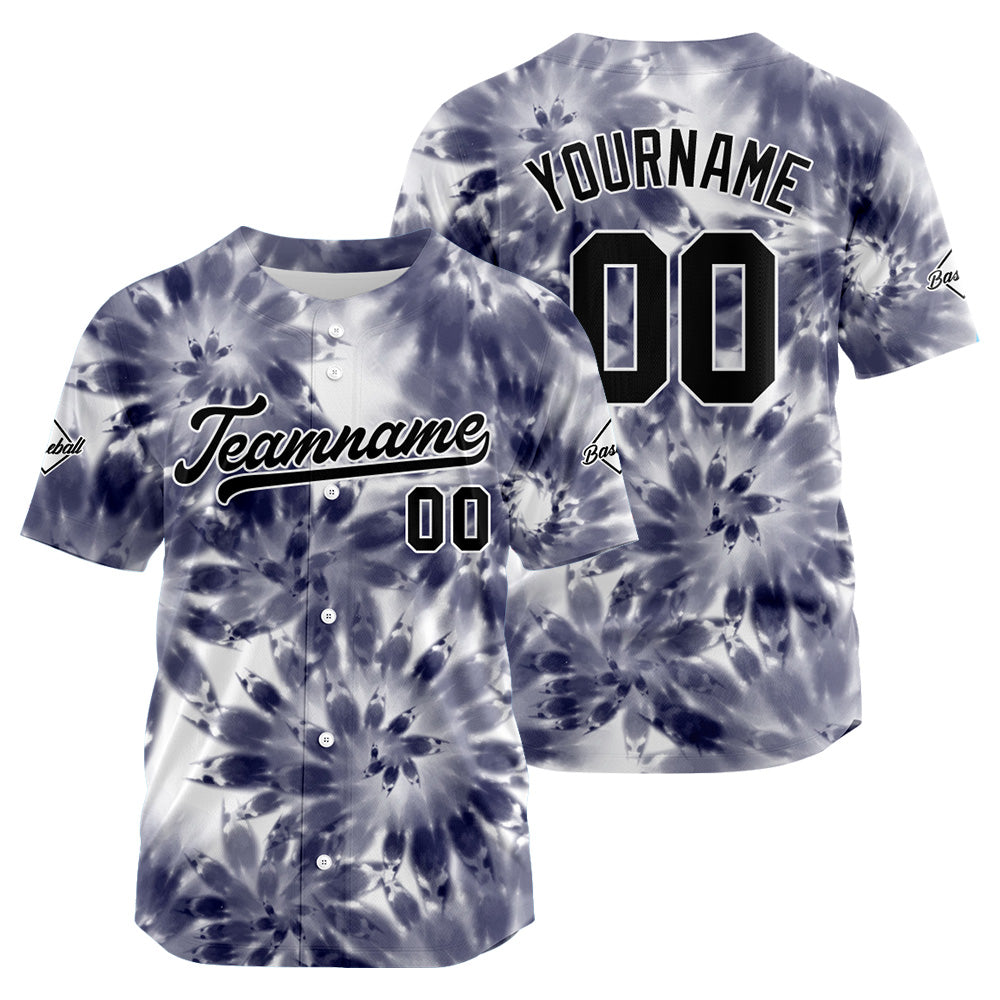 Camiseta de béisbol con dise?o personalizado estampado completo color morado y gris