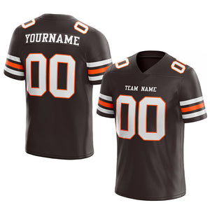 customized authentic football jersey brown white-orange mesh