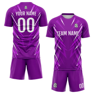 Conjunto personalizado de camiseta de uniforme morada para niños y adultos