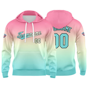 Sudadera con capucha personalizada con degradado para hombre-mujer-niña o niño Estampa tu logotipo-nombre y número en azul claro
