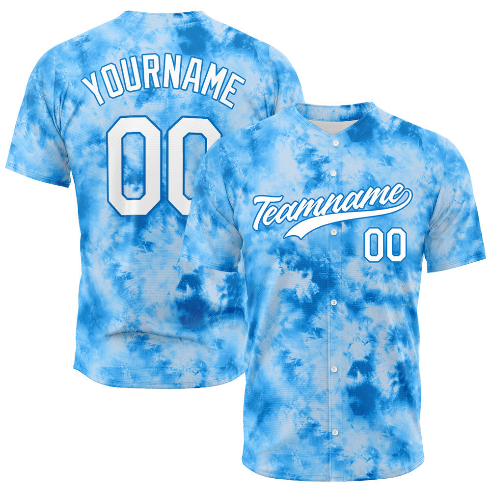 Camiseta de béisbol con dise?o personalizado de estampado completo y te?ido anudado