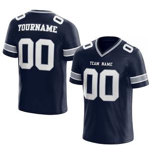 customized  authentic football jersey navy white -gray mesh