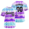 Camiseta de béisbol con dise?o personalizado estampado completo en azul claro-morado