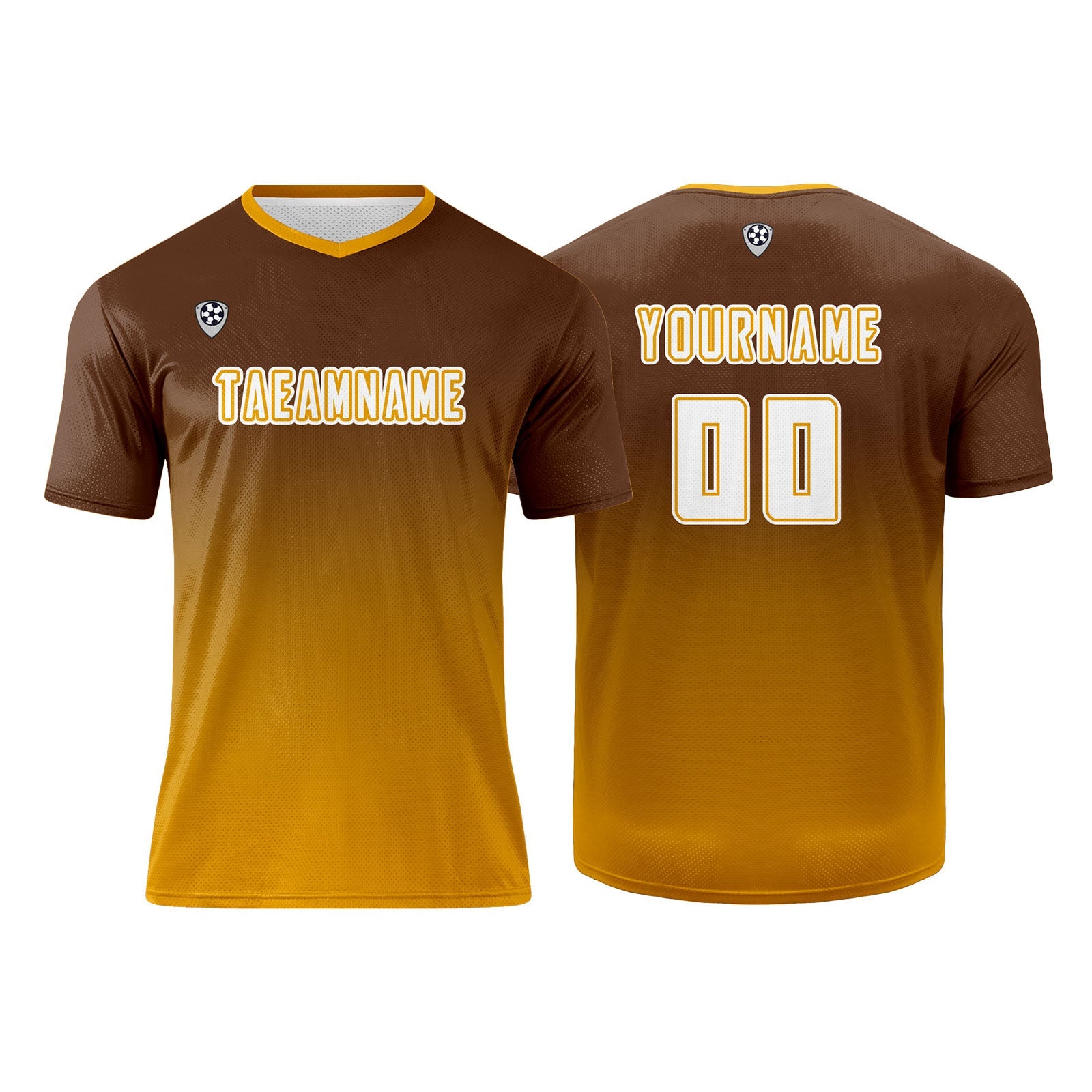 Conjunto personalizado de camiseta de uniforme marrón y naranja para niños y adultos