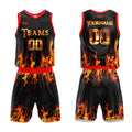 Uniforme de baloncesto personalizado con estampado de llamas-tu logotipo-nombre y número impresos