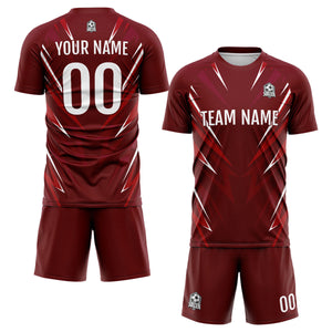 Conjunto personalizado de camiseta de uniforme rojo oscuro para niños y adultos