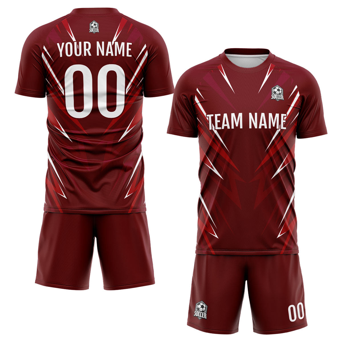 Conjunto personalizado de camiseta de uniforme rojo oscuro para niños y adultos