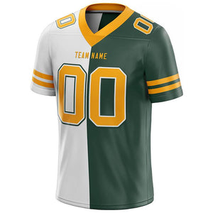 custom authentic split fashion football jersey green-white-yellow mesh
