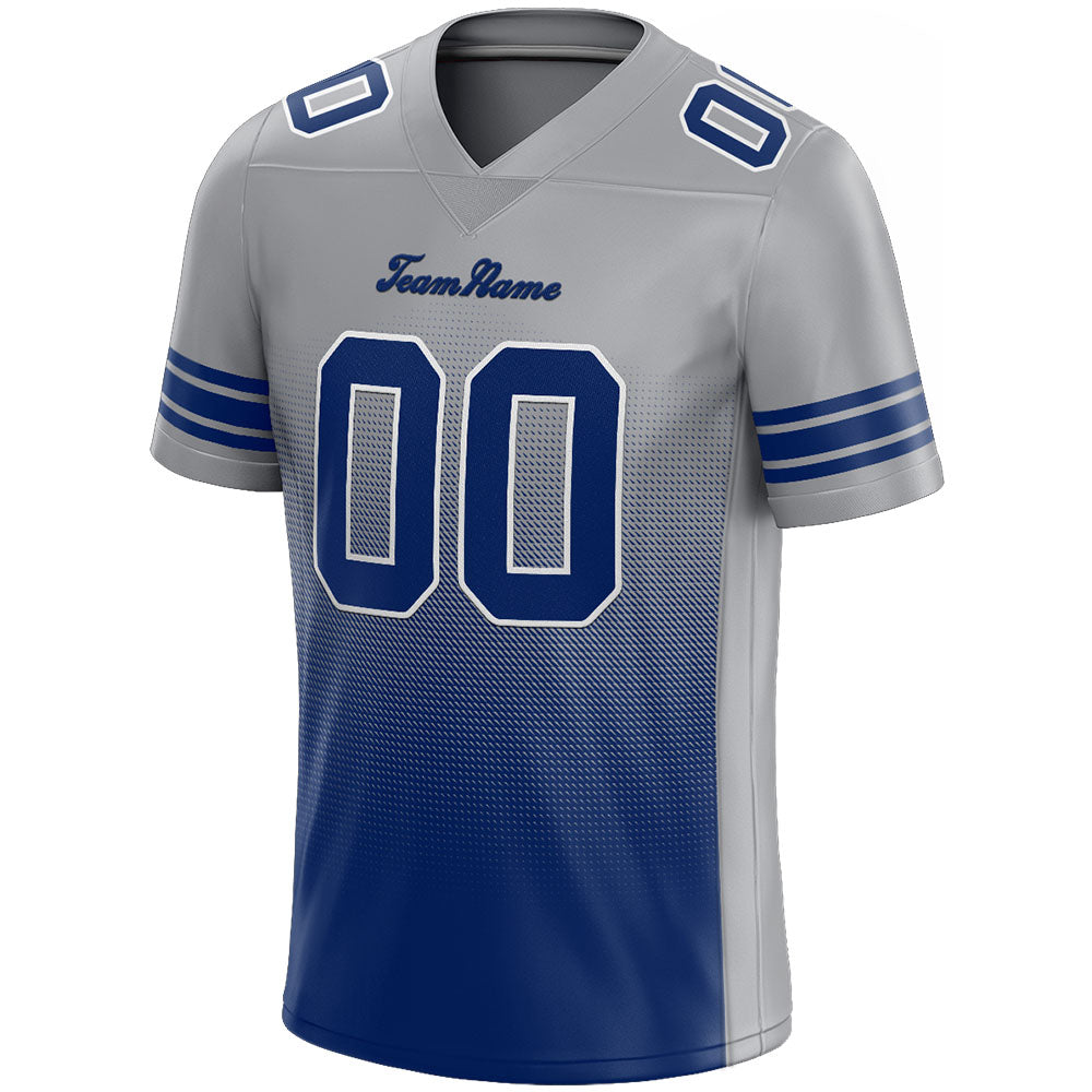 custom authentic gradient fashion football jersey gray-royal-white